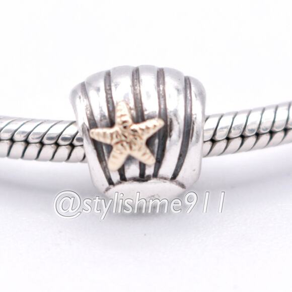 Authentic PANDORA Sea Shell Charm with 14K Gold - 790249 - Picture 2 of 13